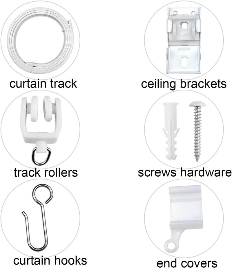 CEILINGRAIL Ceiling Curtain Track Flexible Bendable Curtain Tracks Set CeilingTrack for Window Door Curtain Shower Room Divider Curtains RV (End covers) - Image 4